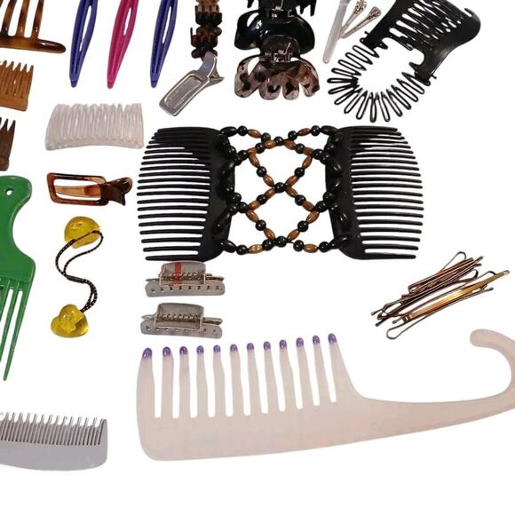 Vtg Hair‎ Accessories S-L Clips Picks Combs Beaded Comb Bun Cover...Lot of 65+ main image 7